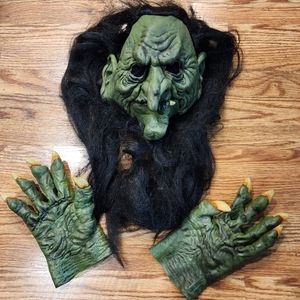 Don Post Studios Witch Mask 2000 Paper Magic Group 2003 PMG and Gloves